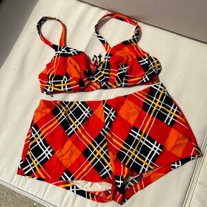 Vintage Plaid Boyshort Bikini